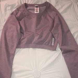 ADAPT MARL SEAMLESS LONG SLEEVE CROP TOP